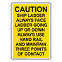 Portrait Caution Ship Ladder Always Face Ladder Sign NHEP-32448