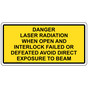 Danger Laser Radiation When Open And Interlock Sign IHE-4251_YLW