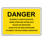 Danger Invisible Laser Radiation Sign NHE-4271