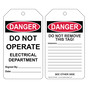 OSHA DANGER DO NOT OPERATE ELECTRICAL DEPARTMENT Safety Tag CS323001