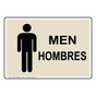 Almond Men - Hombres Restroom Sign With Symbol RRB-7010-Black_on_Almond