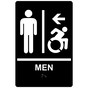 Black Braille MEN Restroom Left Sign with Dynamic Accessibility Symbol RRE-14806R_White_on_Black