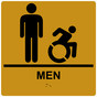 Square Gold Braille MEN Restroom Sign with Dynamic Accessibility Symbol RRE-150R-99_Black_on_Gold