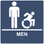 Square Navy Braille MEN Restroom Sign with Dynamic Accessibility Symbol RRE-150R-99_White_on_Navy