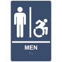 Navy Braille MEN Restroom Sign with Dynamic Accessibility Symbol RRE-150R_White_on_Navy