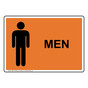 Orange Men Restroom Sign With Symbol RRE-7010-Black_on_Orange