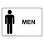 White Men Restroom Sign With Symbol RRE-7010-Black_on_White