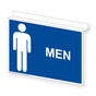 Blue Ceiling-Mount MEN Restroom Sign With Symbol RRE-7010Ceiling-White_on_Blue