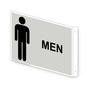 Projection-Mount Pearl Gray MEN Restroom Sign With Symbol RRE-7010Proj-Black_on_PearlGray