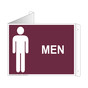 Burgundy Triangle-Mount MEN Restroom Sign With Symbol