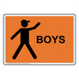 Orange Boys Restroom Sign With Symbol RRE-7012-Black_on_Orange
