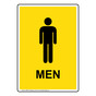 Portrait Yellow Men Restroom Sign With Symbol RREP-7010-Black_on_Yellow