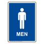 Portrait Blue Men Restroom Sign With Symbol RREP-7010-White_on_Blue