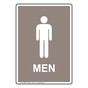 Portrait Taupe Men Restroom Sign With Symbol RREP-7010-White_on_Taupe