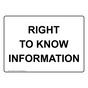 Right To Know Information Sign for Hazmat NHE-5587