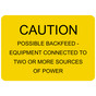 Yellow Engraved POSSIBLE BACKFEED TWO SOURCES Sign EGRE-13265_Black_on_Yellow