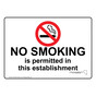 Nevada No Smoking Is Permitted In This Establishment Sign NHE-6972-Nevada