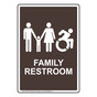 Portrait Dark Brown FAMILY RESTROOM Sign with Dynamic Accessibility Symbol RREP-7035R-White_on_DarkBrown