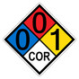 NFPA 704 Diamond Sign with 0-0-1-COR Hazard Ratings