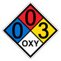 NFPA 704 Diamond Sign with 0-0-3-OXY Hazard Ratings