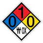 NFPA 704 Diamond Sign with 0-1-0-W OX Hazard Ratings NFPA_PRINTED_010W_OX