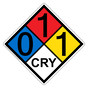 NFPA 704 Diamond Sign with 0-1-1-CRY Hazard Ratings NFPA_PRINTED_011CRY
