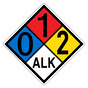 NFPA 704 Diamond Sign with 0-1-2-ALK Hazard Ratings NFPA_PRINTED_012ALK