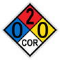 NFPA 704 Diamond Sign with 0-2-0-COR Hazard Ratings