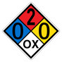 NFPA 704 Diamond Sign with 0-2-0-OX Hazard Ratings
