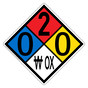 NFPA 704 Diamond Sign with 0-2-0-W OX Hazard Ratings NFPA_PRINTED_020W_OX