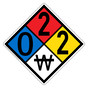 NFPA 704 Diamond Sign with 0-2-2-W Hazard Ratings