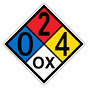 NFPA 704 Diamond Sign with 0-2-4-OX Hazard Ratings