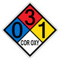 NFPA 704 Diamond Sign with 0-3-1-COR_OXY Hazard Ratings