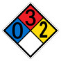 NFPA 704 Diamond Sign with 0-3-2-0 Hazard Ratings
