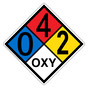 NFPA 704 Diamond Sign with 0-4-2-OXY Hazard Ratings NFPA_PRINTED_042OXY