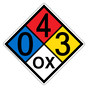 NFPA 704 Diamond Sign with 0-4-3-OX Hazard Ratings