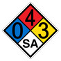 NFPA 704 Diamond Sign with 0-4-3-SA Hazard Ratings