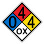 NFPA 704 Diamond Sign with 0-4-4-OX Hazard Ratings