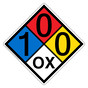 NFPA 704 Diamond Sign with 1-0-0-OX Hazard Ratings NFPA_PRINTED_100OX