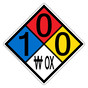 NFPA 704 Diamond Sign with 1-0-0-W OX Hazard Ratings