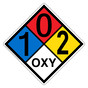 NFPA 704 Diamond Sign with 1-0-2-OXY Hazard Ratings NFPA_PRINTED_102OXY