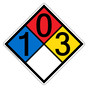 NFPA 704 Diamond Sign with 1-0-3-0 Hazard Ratings