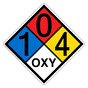 NFPA 704 Diamond Sign with 1-0-4-OXY Hazard Ratings NFPA_PRINTED_104OXY
