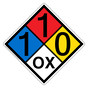 NFPA 704 Diamond Sign with 1-1-0-OX Hazard Ratings