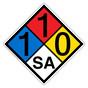 NFPA 704 Diamond Sign with 1-1-0-SA Hazard Ratings NFPA_PRINTED_110SA
