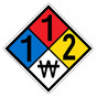 NFPA 704 Diamond Sign with 1-1-2-W Hazard Ratings NFPA_PRINTED_112W