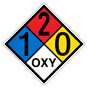NFPA 704 Diamond Sign with 1-2-0-OXY Hazard Ratings