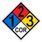 NFPA 704 Diamond Sign with 1-2-3-COR Hazard Ratings NFPA_PRINTED_123COR