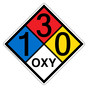 NFPA 704 Diamond Sign with 1-3-0-OXY Hazard Ratings NFPA_PRINTED_130OXY
