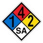 NFPA 704 Diamond Sign with 1-4-2-SA Hazard Ratings NFPA_PRINTED_142SA
